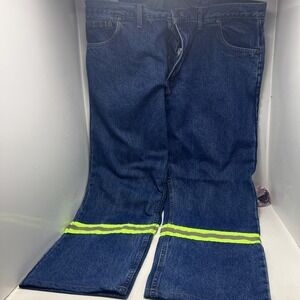 Big Bill Jeans Pants Workwear SZ 44x30 Reflective Leg Stripe Taper Legs Blue